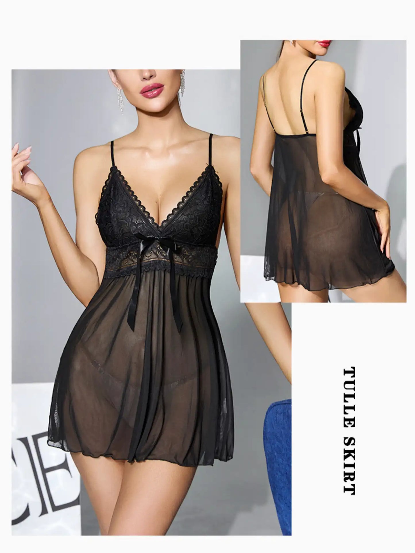 DUAL-COLOR SATIN LACE ROBE SET WITH CAMISOLE INNER TOP