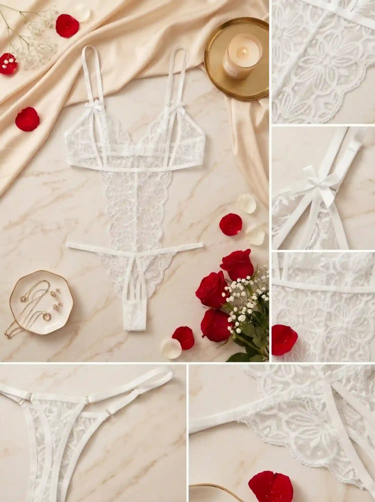 MIDNIGHT CUTOUT LACE BODYSUIT | WHITE