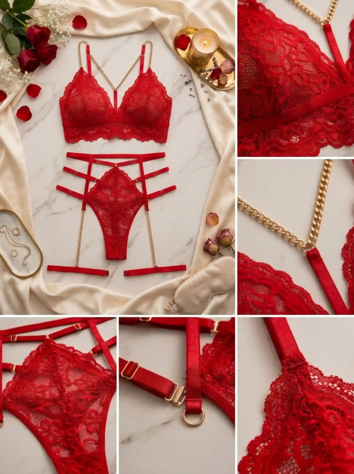 ALLURE CUTOUT LACE SET | RED