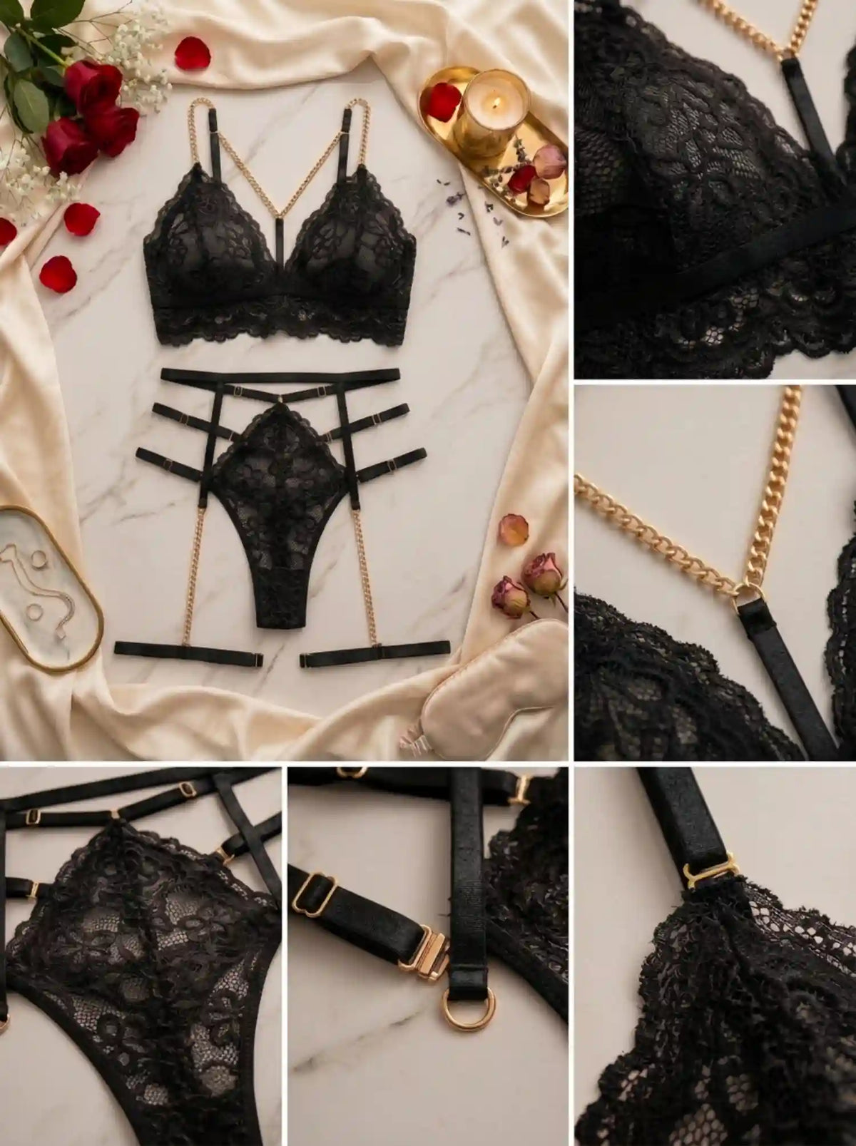 ALLURE CUTOUT LACE SET | BLACK