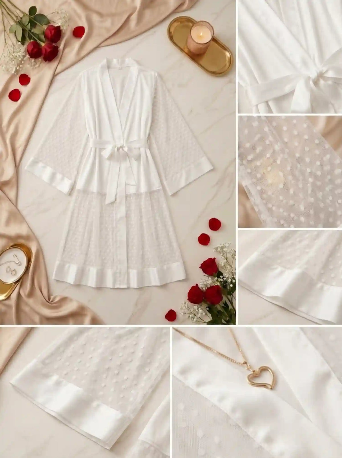 POLKA DOT SATIN MESH ROBE