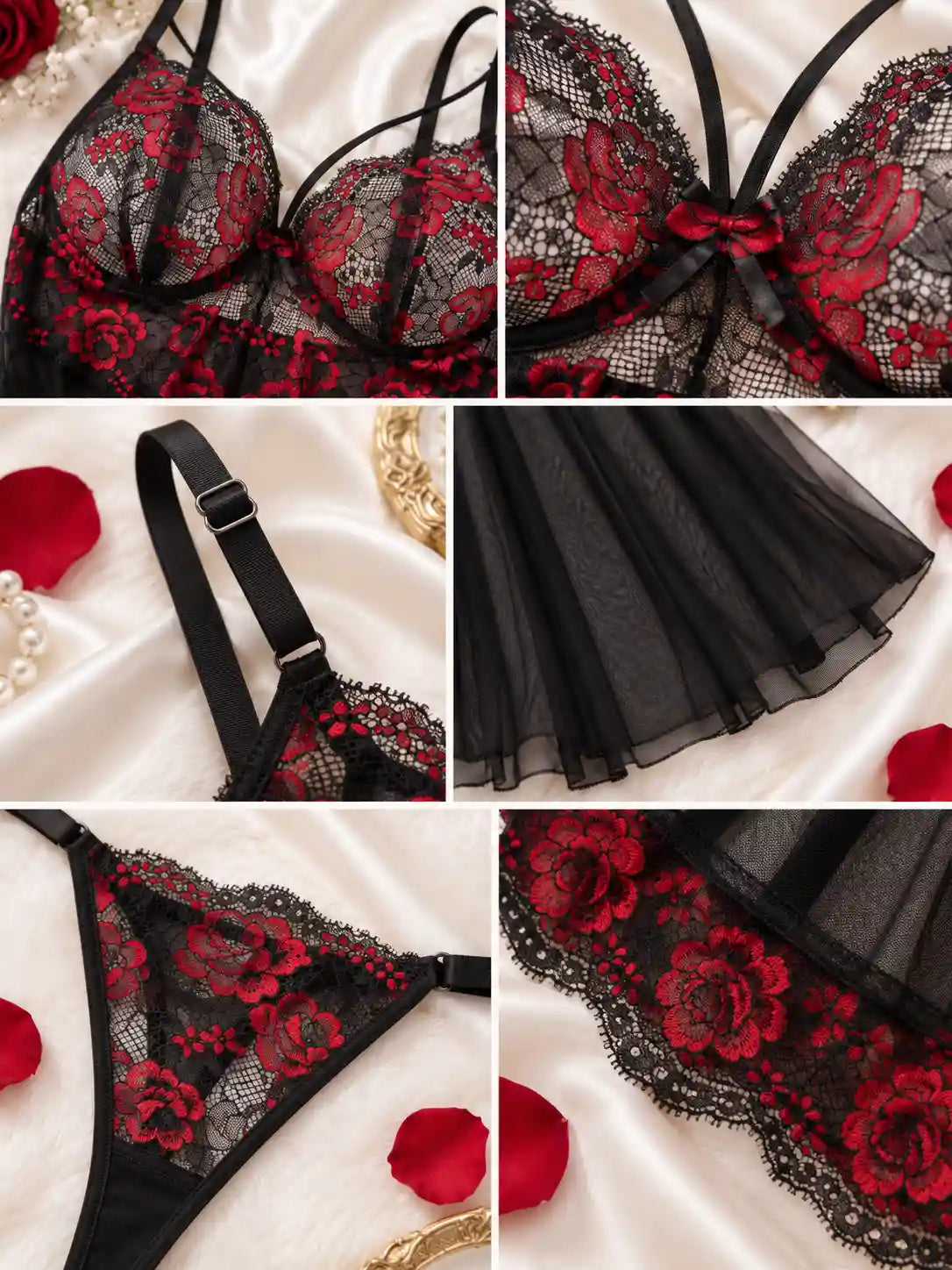 LACE MESH SHEER BABYDOLL DRESS