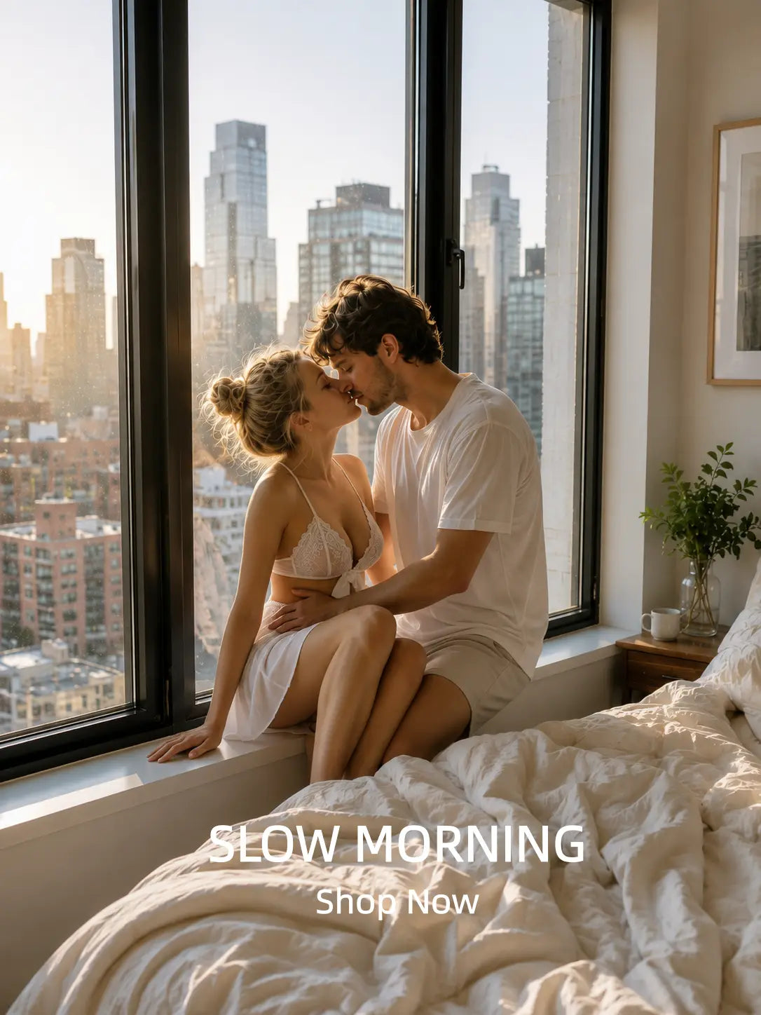 ROSAVIEL Slow Morning couple relaxing together in soft morning light